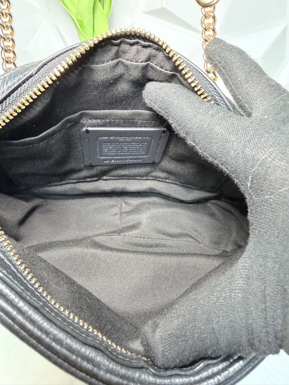 Coach Black Pebbled Leather Crossbody with Gold Hardware - Picture 8 of 12